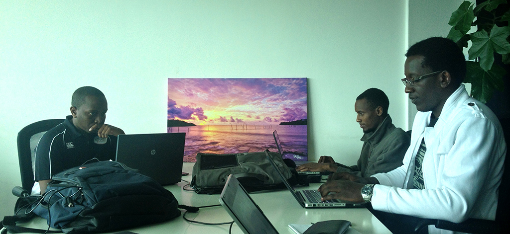 Kiki, Kush and Wangila at the office, acting all focused...